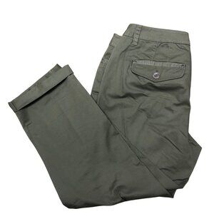White House Black Market Olive Green Cropped Straight-Leg Pants Womens‎ Size 8